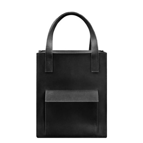 Шкіряна жіноча сумка шоппер Бетсі з кишенею чорна Blank Note BN-BAG-10-1-g-kr фото №7