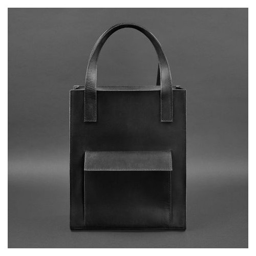Шкіряна жіноча сумка шоппер Бетсі з кишенею чорна Blank Note BN-BAG-10-1-g-kr фото №6