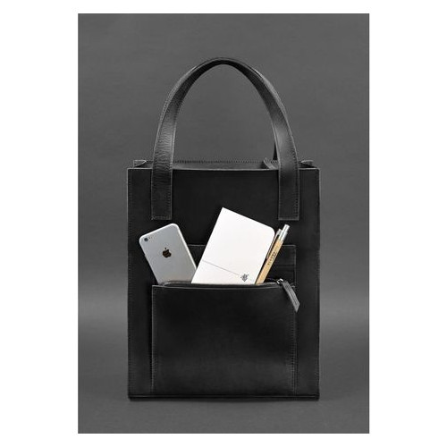 Шкіряна жіноча сумка шоппер Бетсі з кишенею чорна Blank Note BN-BAG-10-1-g-kr фото №2