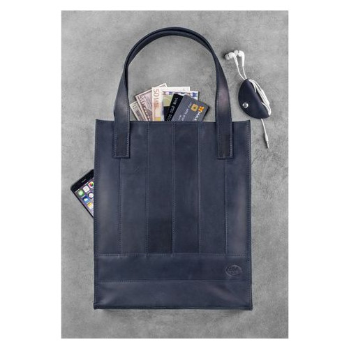 Шкіряна жіноча сумка шоппер Бетсі синя Blank Note BN-BAG-10-nn фото №3