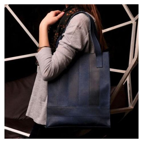 Шкіряна жіноча сумка шоппер Бетсі синя Blank Note BN-BAG-10-nn фото №9