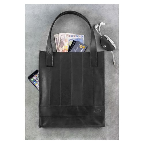 Шкіряна жіноча сумка шоппер Бетсі чорна Blank Note BN-BAG-10-g-kr фото №3