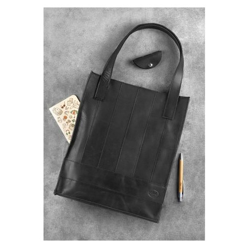 Шкіряна жіноча сумка шоппер Бетсі чорна Blank Note BN-BAG-10-g-kr фото №4