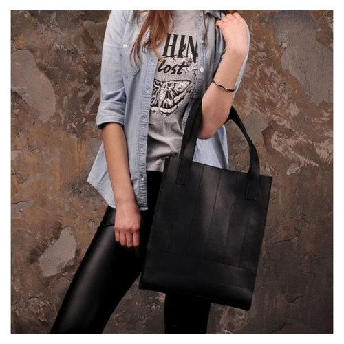 Шкіряна жіноча сумка шоппер Бетсі чорна Blank Note BN-BAG-10-g-kr фото №9