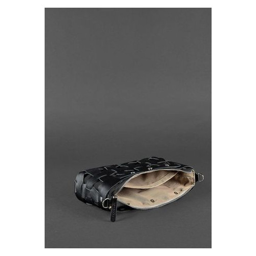 Шкіряна плетена сумка жіноча Пазл S вугільна-чорна Blank Note BN-BAG-31-ygol фото №5