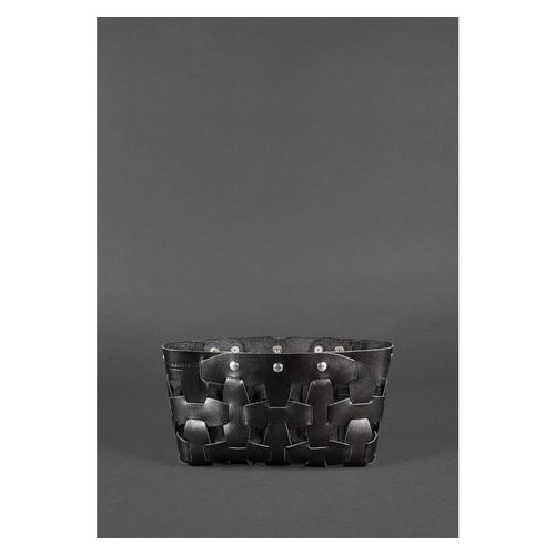 Шкіряна плетена сумка жіноча Пазл S вугільна-чорна Blank Note BN-BAG-31-ygol фото №3
