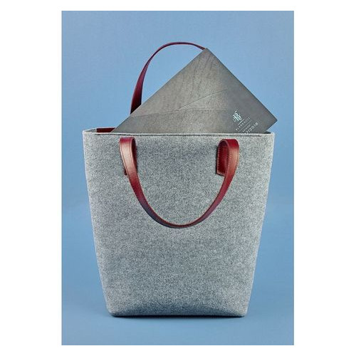 Фетрова жіноча сумка Шоппер DD зі шкіряними бордовими вставками Blank Note BN-BAG-17-felt-vin фото №4