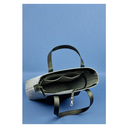 Фетрова жіноча сумка Шоппер DD зі шкіряними чорними вставками Blank Note BN-BAG-17-felt-g фото №5