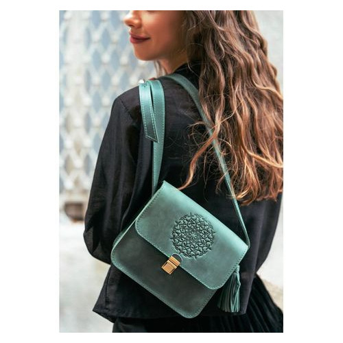 Шкіряна жіноча бохо сумка Лілу зелена Blank Note BN-BAG-3-iz-man фото №7