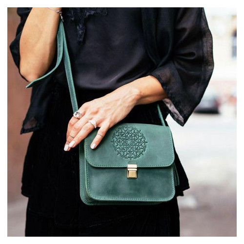 Шкіряна жіноча бохо сумка Лілу зелена Blank Note BN-BAG-3-iz-man фото №10