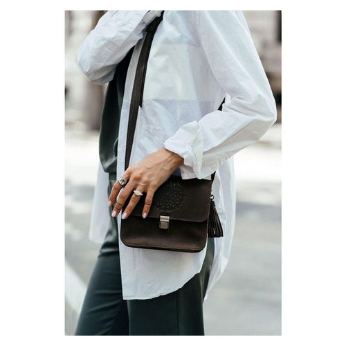 Шкіряна жіноча бохо сумка Лілу темно-коричнева Blank Note BN-BAG-3-o-man фото №8