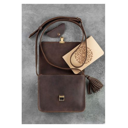 Шкіряна жіноча бохо сумка Лілу темно-коричнева Blank Note BN-BAG-3-o-man фото №4