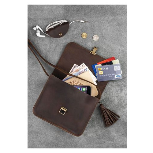 Шкіряна жіноча бохо сумка Лілу темно-коричнева Blank Note BN-BAG-3-o-man фото №5
