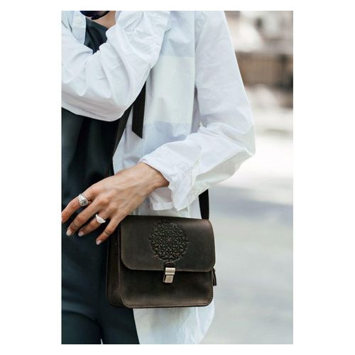 Шкіряна жіноча бохо сумка Лілу темно-коричнева Blank Note BN-BAG-3-o-man фото №1