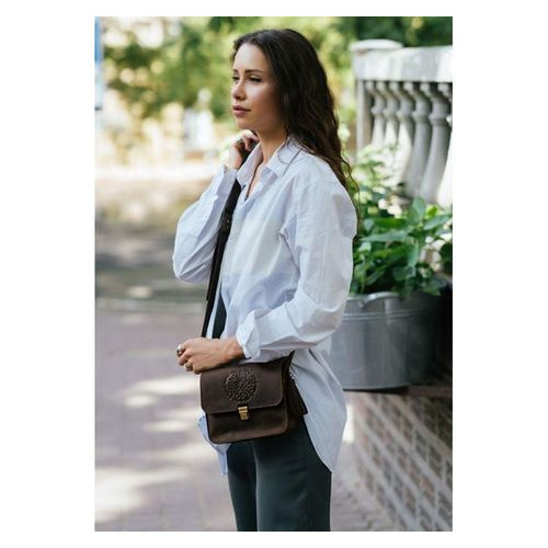 Шкіряна жіноча бохо сумка Лілу темно-коричнева Blank Note BN-BAG-3-o-man фото №9