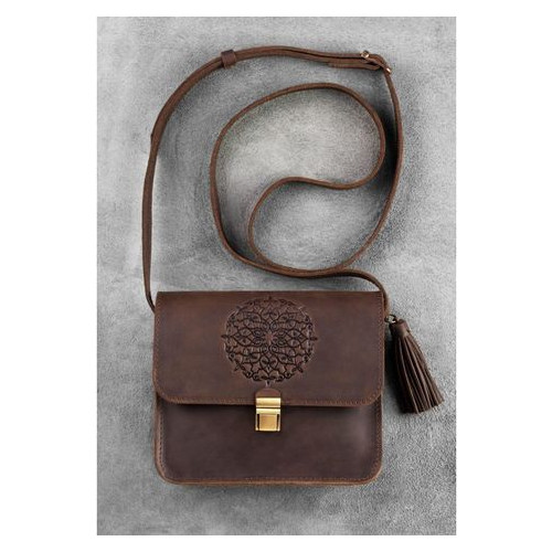 Шкіряна жіноча бохо сумка Лілу темно-коричнева Blank Note BN-BAG-3-o-man фото №2
