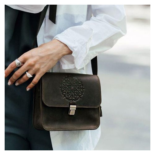Шкіряна жіноча бохо сумка Лілу темно-коричнева Blank Note BN-BAG-3-o-man фото №10