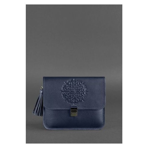 Шкіряна жіноча бохо-сумка Лілу темно-синя Blank Note BN-BAG-3-navy-blue фото №1