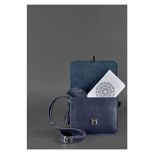Шкіряна жіноча бохо-сумка Лілу темно-синя Blank Note BN-BAG-3-navy-blue фото №2