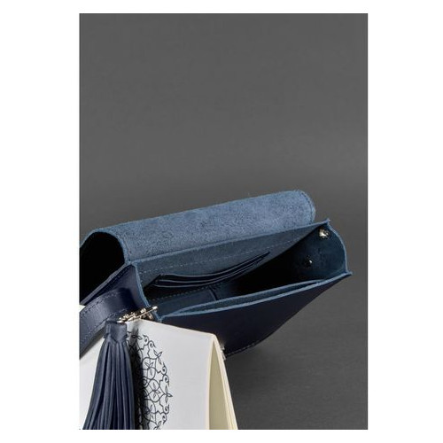 Шкіряна жіноча бохо-сумка Лілу темно-синя Blank Note BN-BAG-3-navy-blue фото №3