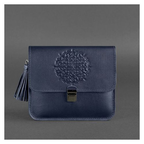 Шкіряна жіноча бохо-сумка Лілу темно-синя Blank Note BN-BAG-3-navy-blue фото №5