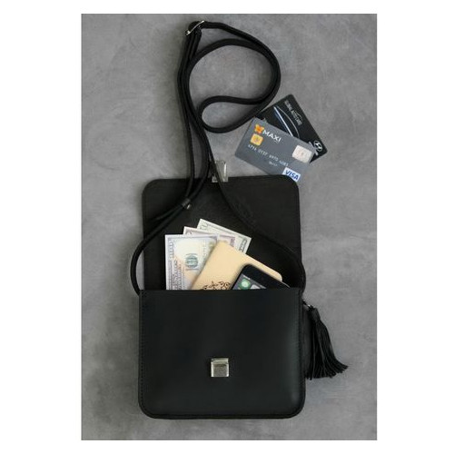 Шкіряна жіноча бохо сумка Лілу чорна Blank Note BN-BAG-3-g-man фото №4