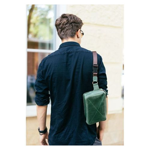 Шкіряна сумка Dropbag Maxi зелена Blank Note BN-BAG-20-iz фото №6