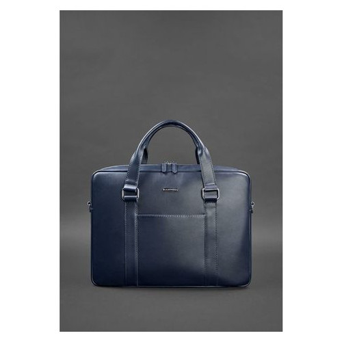 Шкіряна сумка для ноутбука та документів темно-синя Blank Note BN-BAG-37-navy-blue фото №2