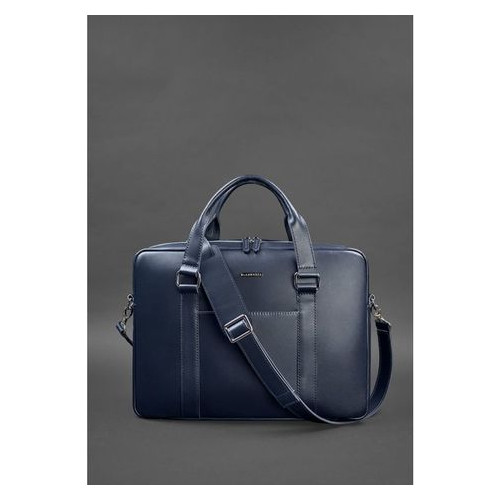 Шкіряна сумка для ноутбука та документів темно-синя Blank Note BN-BAG-37-navy-blue фото №4
