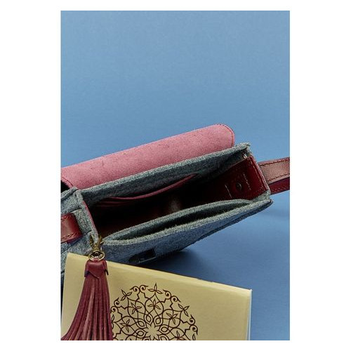 Фетрова жіноча бохо-сумка Лілу зі шкіряними бордовими вставками Blank Note BN-BAG-3-felt-vin фото №3
