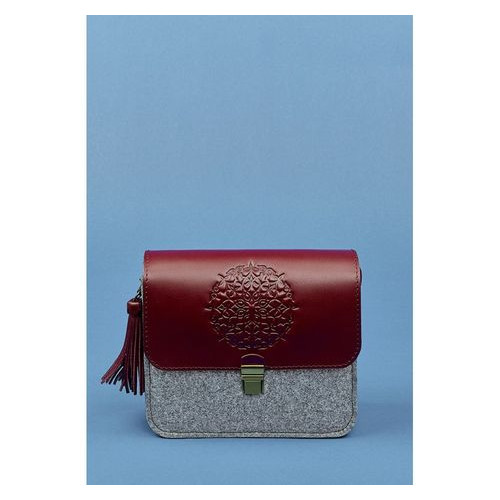Фетрова жіноча бохо-сумка Лілу зі шкіряними бордовими вставками Blank Note BN-BAG-3-felt-vin фото №1