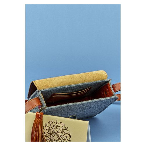 Фетрова жіноча бохо-сумка Лілу зі шкіряними коричневими вставками Blank Note BN-BAG-3-felt-k фото №3