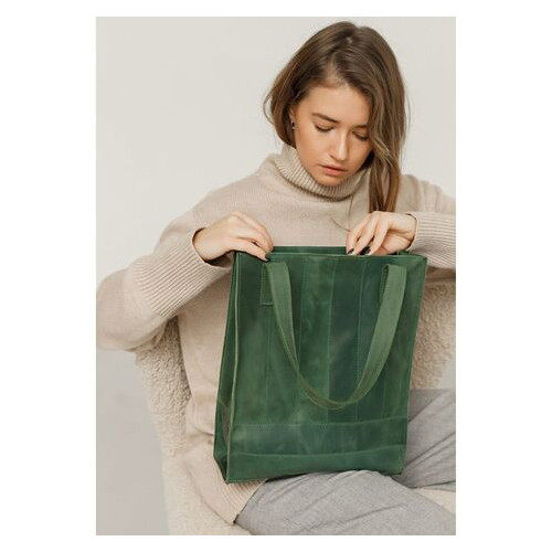 Шкіряна жіноча сумка шоппер Бетсі зелена BlankNote (BN-BAG-10-iz) фото №1