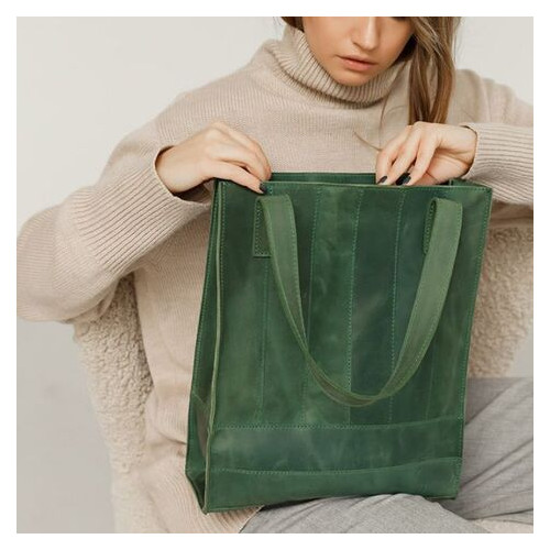 Шкіряна жіноча сумка шоппер Бетсі зелена BlankNote (BN-BAG-10-iz) фото №8