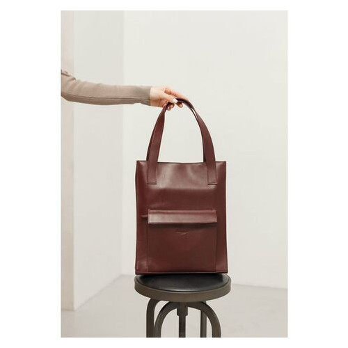 Шкіряна жіноча сумка шоппер Бетсі з кишенею бордова Краст BlankNote (BN-BAG-10-1-vin) фото №2