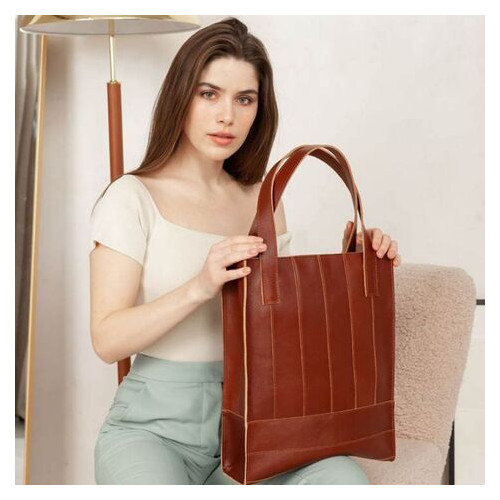 Шкіряна сумка шоппер Бетсі світло-коричнева краст BlankNote (BN-BAG-10-k) фото №5
