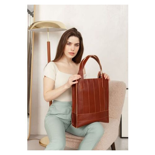 Шкіряна сумка шоппер Бетсі світло-коричнева краст BlankNote (BN-BAG-10-k) фото №1