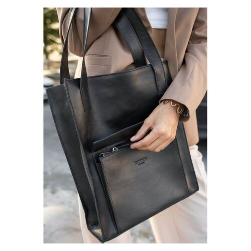 Шкіряна сумка BlankNote шоппер Бетсі з кишенею чорна Краст (BN-BAG-10-1-g) фото №2