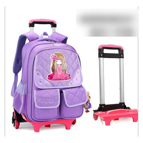 Стильний рюкзак візок на колесах із принтом дівчинки (ДС-009) фото №3