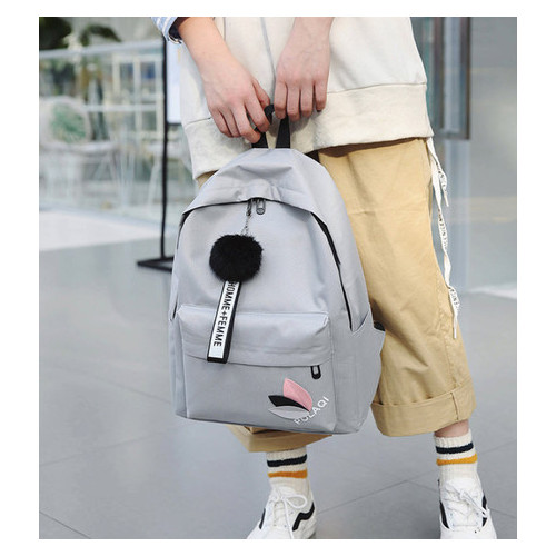 Модний тканинний рюкзак з помпоном (РК-369) фото №6