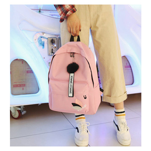 Модний тканинний рюкзак з помпоном (РК-369) фото №4
