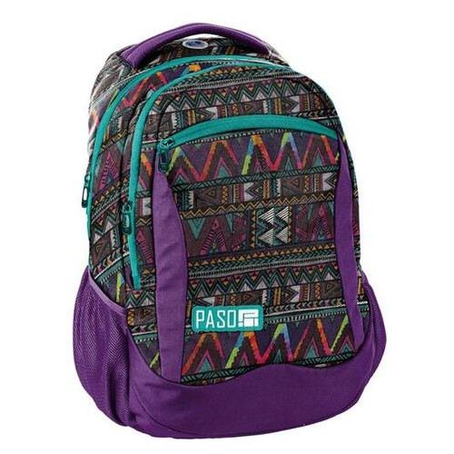 Жіночий рюкзак міський з орнаментом PASO 22L, 18-2808CP фіолетовий фото №2
