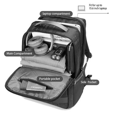 Рюкзак для офісу Tigernu T-B9058 з відділом під 15.6-дюймовий ноутбук (Чорний) фото №5