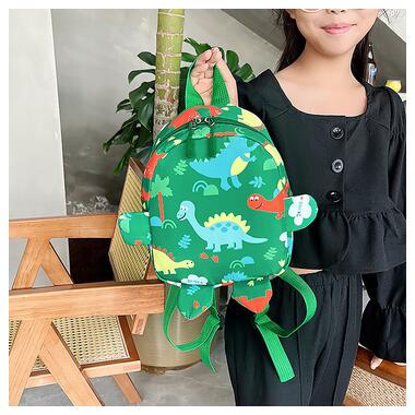 Дитячий рюкзак А-1025 Динозавр на одне відділення з ремінцем Зелений фото №2