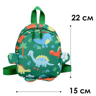 Дитячий рюкзак А-1025 Динозавр на одне відділення з ремінцем Зелений фото №4