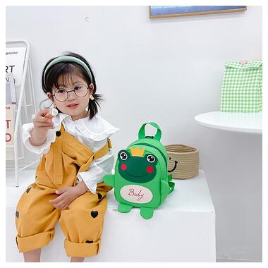 Дитячий рюкзак A-6864 Frog з ремінцем анти-втрата Green фото №2