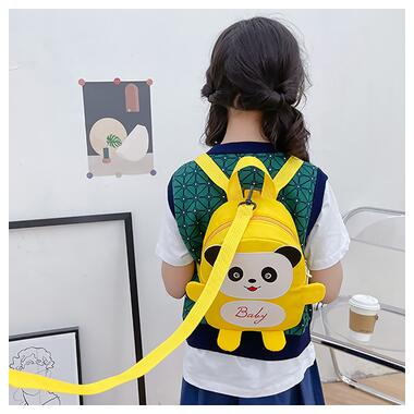 Дитячий рюкзак A-6864 Panda з ремінцем анти-втрата Yellow фото №3