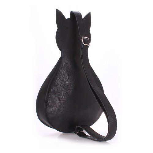 Рюкзак жіночий шкіряний Poolparty Cat Чорний (leather-cat-backpack) фото №2