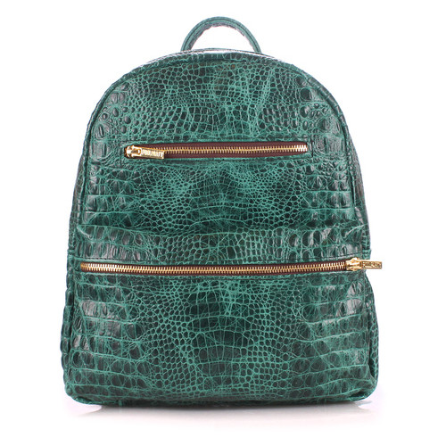 Рюкзак жіночий шкіряний Poolparty Mini Зелений (mini-bckpck-leather-croco-green) фото №1