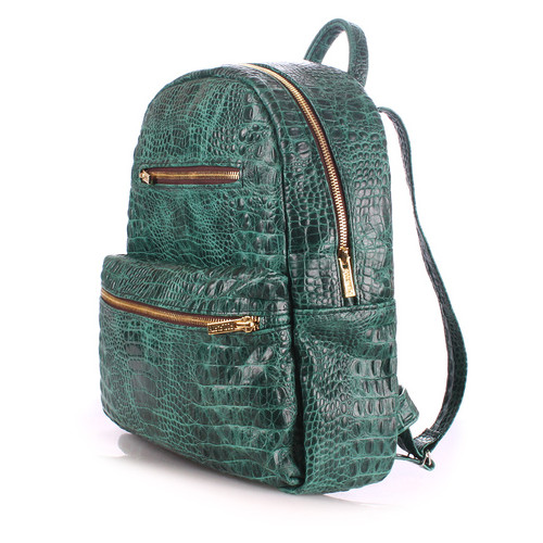 Рюкзак жіночий шкіряний Poolparty Mini Зелений (mini-bckpck-leather-croco-green) фото №2